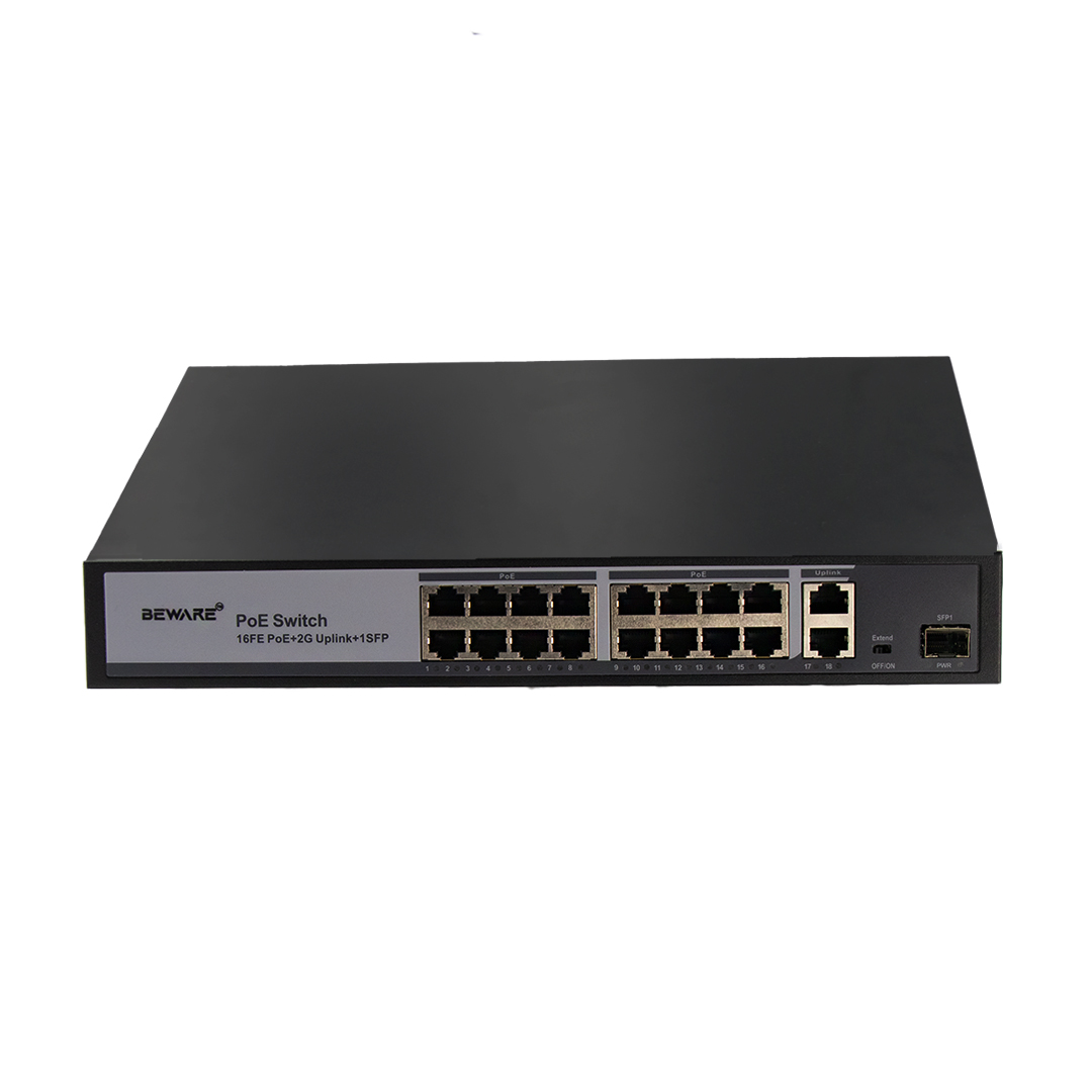 BEWARE 16 Port PoE Switch Full Gigabit | 16 Channel Gigabit PoE Network Switch for CCTV & IP Cameras
